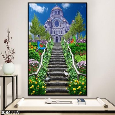 Download file Tranh sơn thủy thác nước 3084TTN (gốc) in mica bàn thờ