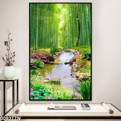 Download file Tranh sơn thủy thác nước 3093TTN (gốc) in mica đèn LED