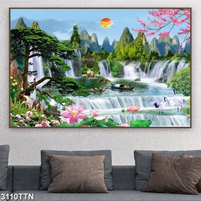 File gốc Tranh sơn thủy thác nước 3110TTN (phong cách) châu Âu
