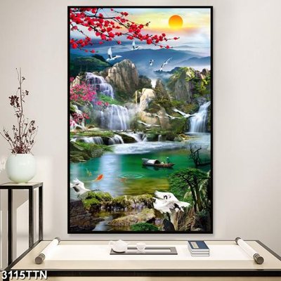 File tranh Tranh sơn thủy thác nước 3115TTN (gốc) chủ đề con người