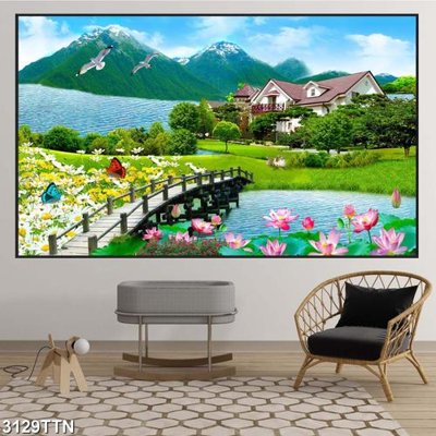 File ảnh Tranh sơn thủy thác nước 3129TTN (gốc) in biển hiệu