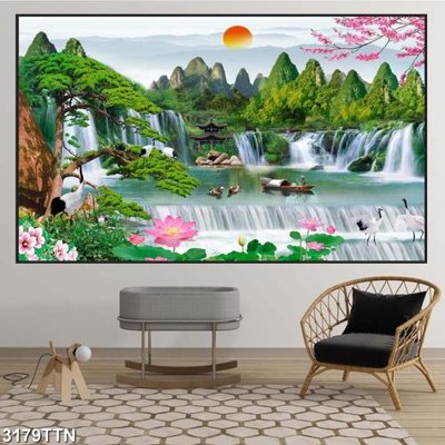 Tải file Tranh sơn thủy thác nước 3179TTN (PSD) cho in tranh 3D