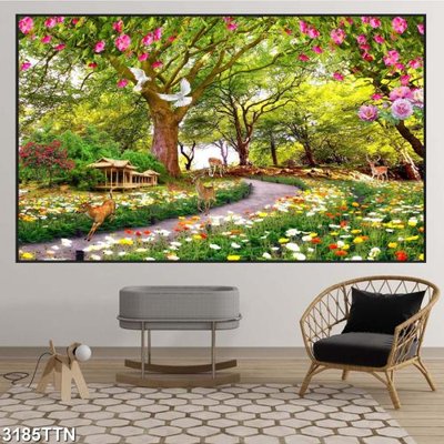 File gốc in mica Tranh sơn thủy thác nước 3185TTN chất lượng