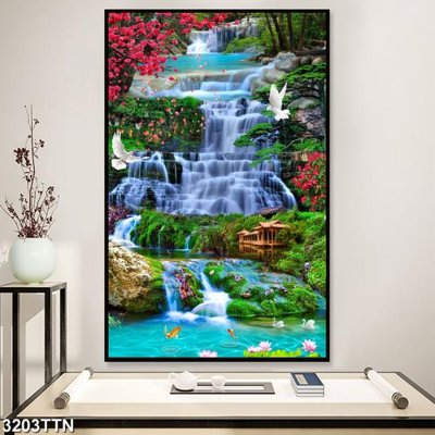 Tải file Tranh sơn thủy thác nước 3203TTN (PSD) cho in tranh 3D