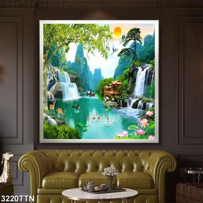 Tải file tranh gốc Tranh sơn thủy thác nước 3220TTN chất lượng cao
