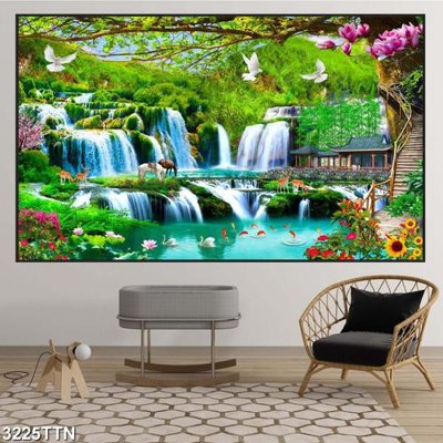 Tải về hình ảnh gốc Tranh sơn thủy thác nước 3225TTN sắc nét