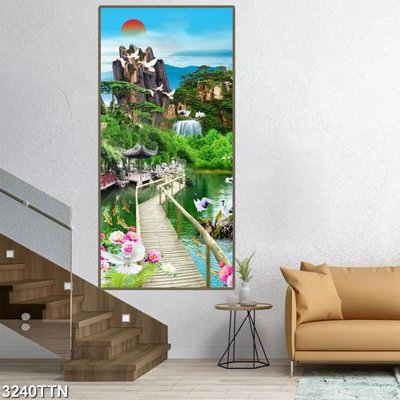 File tranh Tranh sơn thủy thác nước 3240TTN (ảnh gốc) chi tiết rõ ràng