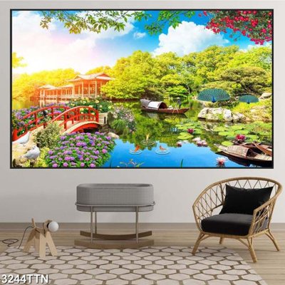 File ảnh Tranh sơn thủy thác nước 3244TTN (gốc) trang trí khách sạn