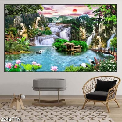 File gốc Tranh sơn thủy thác nước 3248TTN (PNG) chất lượng cao