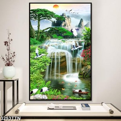 File PSD Tranh sơn thủy thác nước 3253TTN (bản gốc) đã tách nền