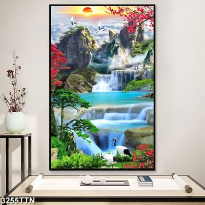 Hình ảnh file gốc Tranh sơn thủy thác nước 3255TTN cho in UV