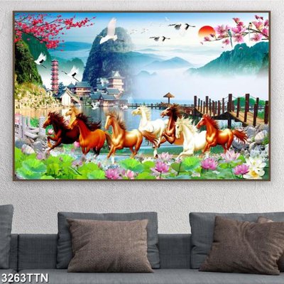 File tranh in mica Tranh sơn thủy thác nước 3263TTN (độ phân giải cao)