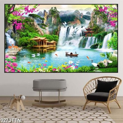 File PSD Tranh sơn thủy thác nước 3273TTN (gốc) cho in quảng cáo