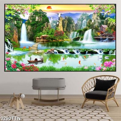 Tải file gốc Tranh sơn thủy thác nước 3290TTN dùng cho in ấn