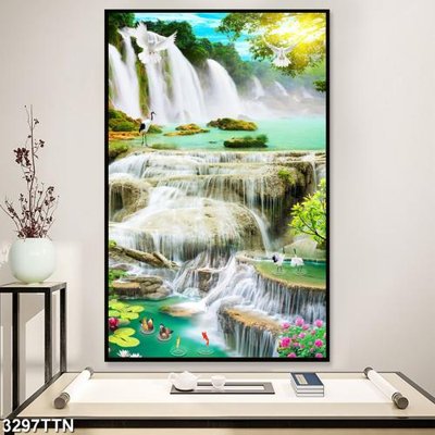Tải file gốc Tranh sơn thủy thác nước 3297TTN (in khổ lớn) quảng cáo