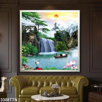 File tranh Tranh sơn thủy thác nước 3308TTN (gốc) chủ đề thành phố