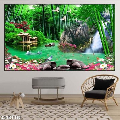 File tranh Tranh sơn thủy thác nước 3318TTN (ảnh gốc) độc quyền