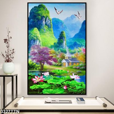 File PSD Tranh sơn thủy thác nước 3327TTN (chất lượng in ấn)