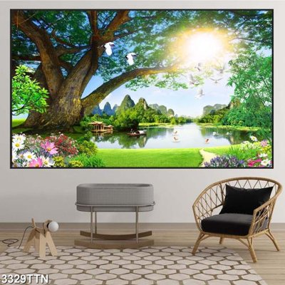 Tải file gốc Tranh sơn thủy thác nước 3329TTN (in khổ lớn) quảng cáo