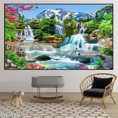 File PSD Tranh sơn thủy thác nước 3350TTN (bản gốc) đã tách nền