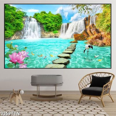 Download file gốc Tranh sơn thủy thác nước 3359TTN (dùng cho in ấn)