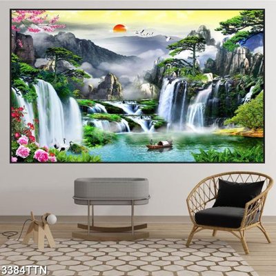 Tải file Tranh sơn thủy thác nước 3384TTN (gốc) để in ấn ngay