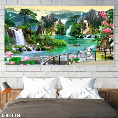 File gốc Tranh sơn thủy thác nước 3388TTN (PNG) chất lượng cao