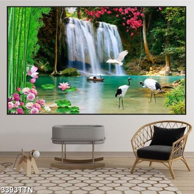 File PSD Tranh sơn thủy thác nước 3393TTN (bản gốc) độ phân giải cao