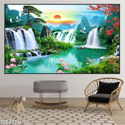 Tải file tranh Tranh sơn thủy thác nước 3398TTN (gốc) tại Filetranh.com