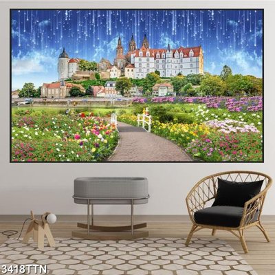 File gốc Tranh sơn thủy thác nước 3418TTN (trang trí) cho phòng khách