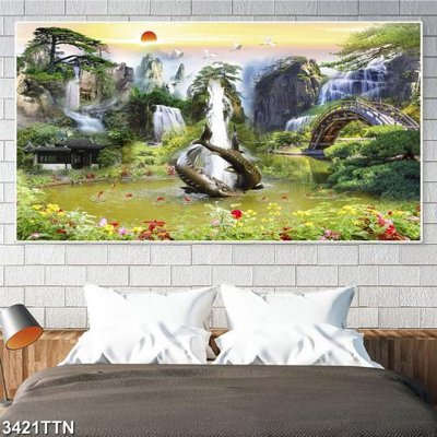 File gốc Tranh sơn thủy thác nước 3421TTN (chuẩn CMYK) cho nhà in