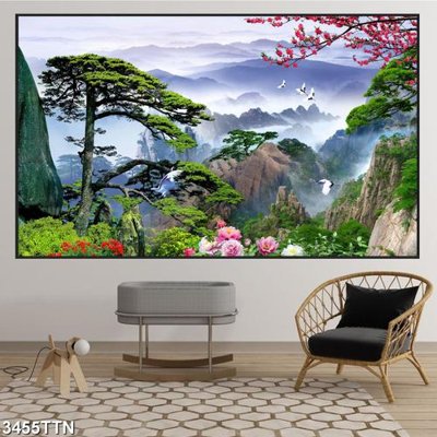 Tải file Tranh sơn thủy thác nước 3455TTN (gốc) chủ đề tôn giáo