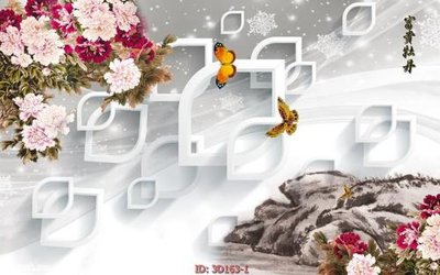 Tải file Tường nền 3D hiện đại 3D163 (gốc) chủ đề hoa sen