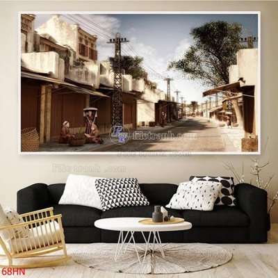 Ảnh gốc File tranh hà nội xưa 68HN (nét căng) in mica