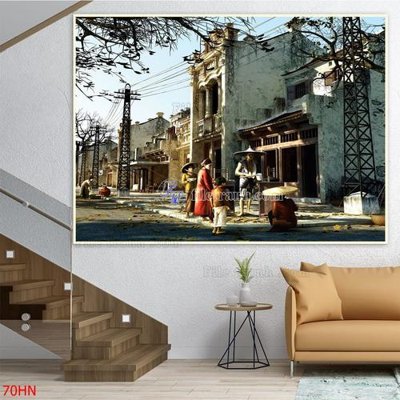 Ảnh gốc File tranh hà nội xưa 70HN (độ nét cao) in tráng gương