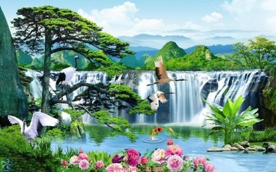 File tranh File tranh phong thủy 8001 (bản gốc) in lụa dán tường