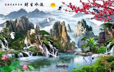 File in trần File tranh phong thủy 8029 (bản gốc 3D) sống động