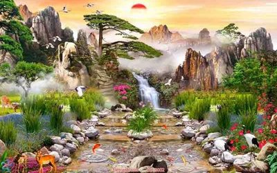 Ảnh gốc file in lụa File tranh phong thủy 9002 chi tiết