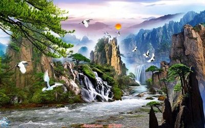 File in trần File tranh phong thủy 9198 (bản gốc) 5D