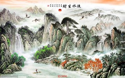 File tranh gốc in trần nhà File tranh phong thủy 9446 3D