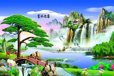 File in mica File tranh phong thủy 9521 (bản gốc) làm vách ngăn