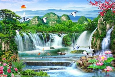 File gốc File tranh phong thủy 9593 (in tráng gương) hiện đại