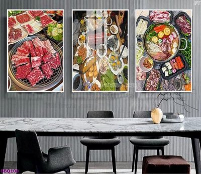 Tải file File in tranh treo quán lẩu bbq BBQ108 (gốc) chủ đề hoa sen