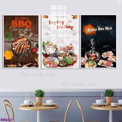 Download file gốc File in tranh treo quán lẩu bbq BBQ127 (in lụa) hoa lá