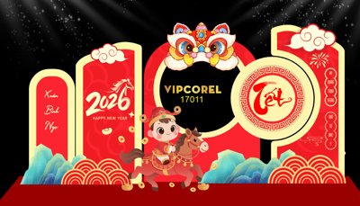 File PSD Backdrop Happy New Year 2026 file corel #18 (gốc) cho in quảng cáo