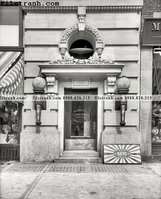 File gốc Barber Shop & Bath Rooms_ 1915 (in mica) làm bảng hiệu