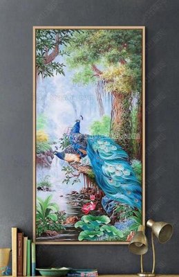 File tranh File gốc tranh chim công CC101 (ảnh gốc) in trần xuyên sáng