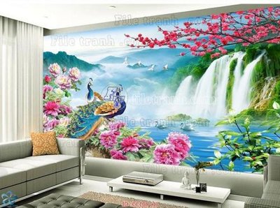 File gốc File gốc tranh chim công CC108 (in lụa) chi tiết cao