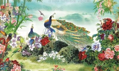 Tải file File gốc tranh chim công CC128 (ảnh gốc) in tráng gương