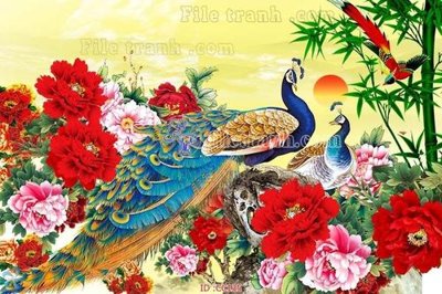 Ảnh gốc File gốc tranh chim công CC135 (độ nét cao) in mica